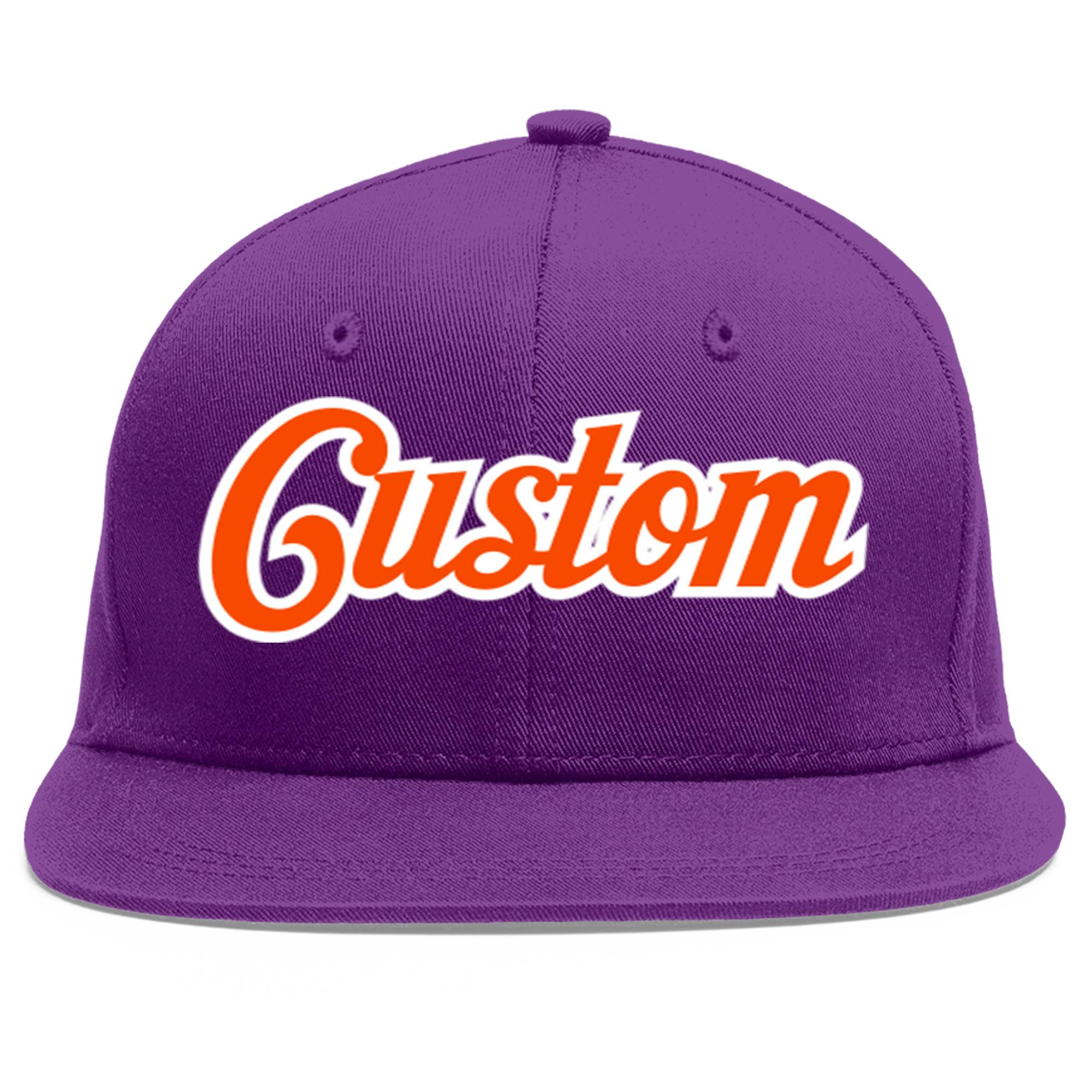 Casquette de baseball sport personnalisée violet orange-blanc plat Eaves