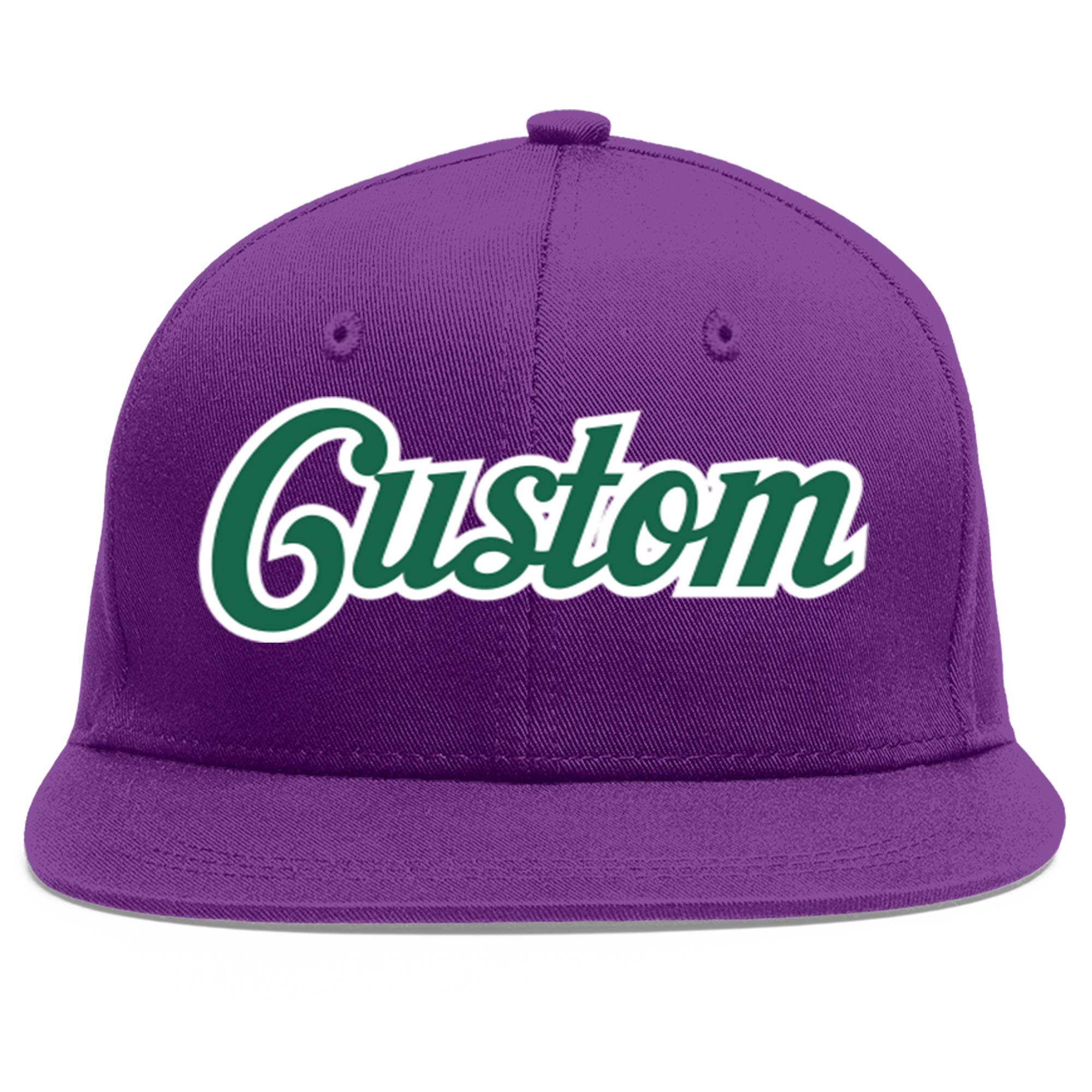 Casquette de baseball personnalisée violet Kelly vert-blanc plat Eaves Sport