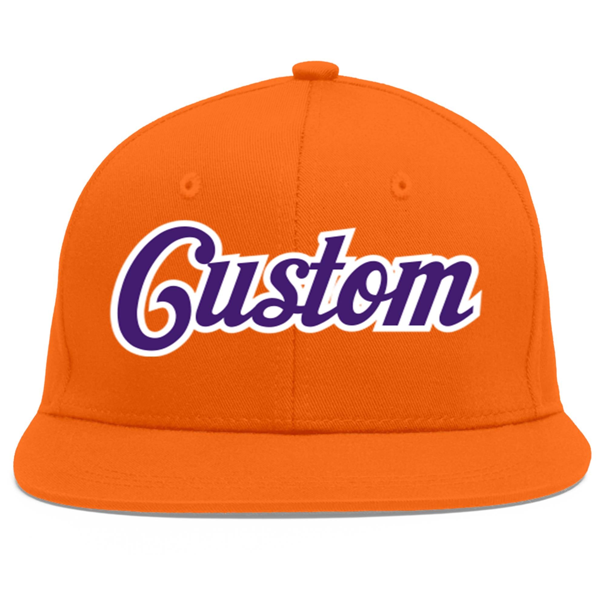 Casquette de baseball personnalisée Orange violet-blanc Flat Eaves Sport