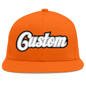 Custom Orange White-Gray Flat Eaves Sport Baseball Cap