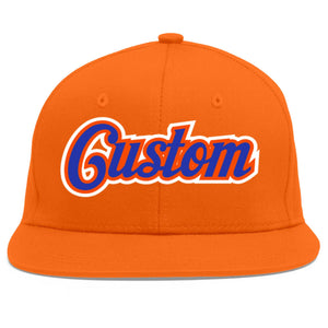 Custom Orange Royal-Orange Flat Eaves Sport Baseball Cap