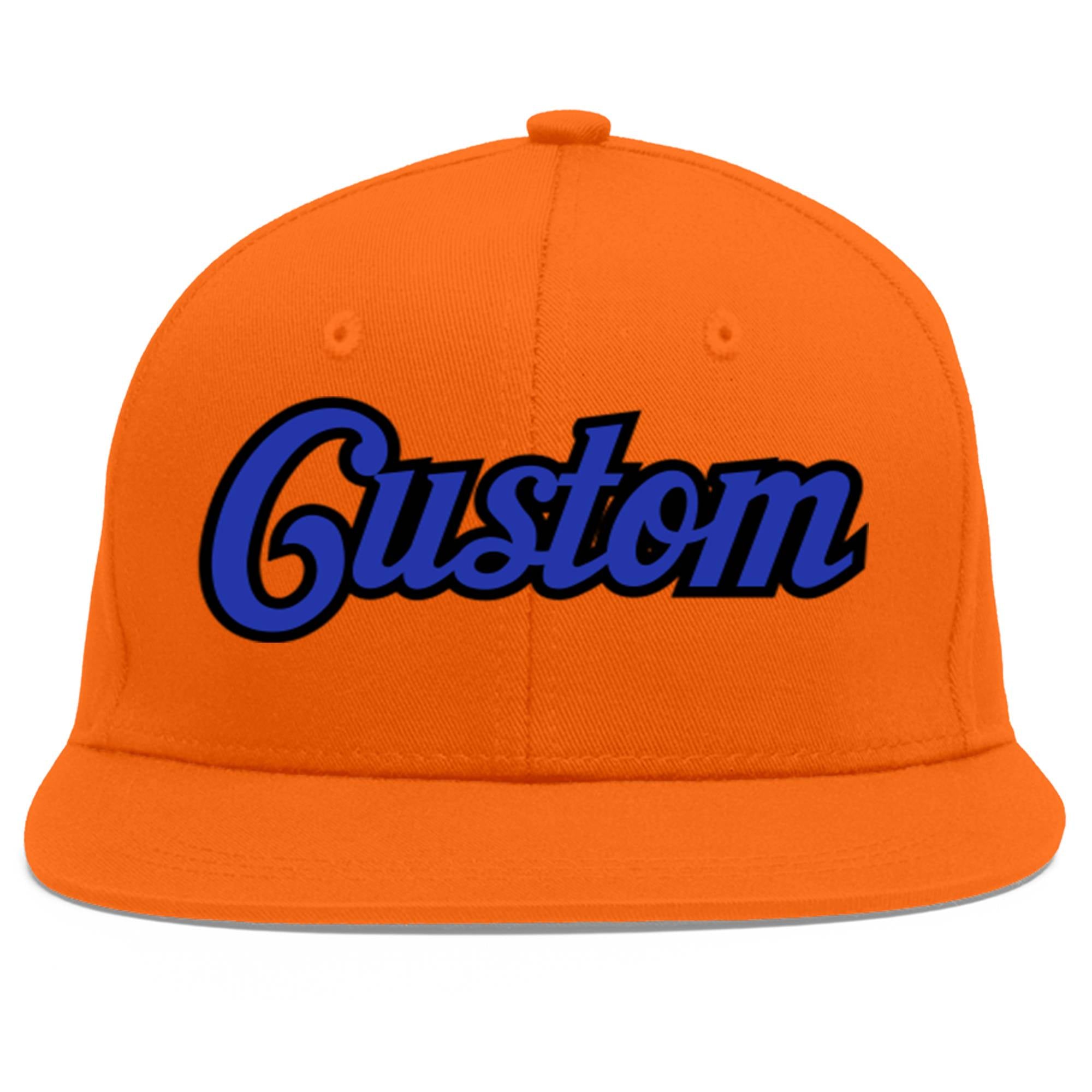 Casquette de baseball sport personnalisée Orange Royal-Black Flat Eaves