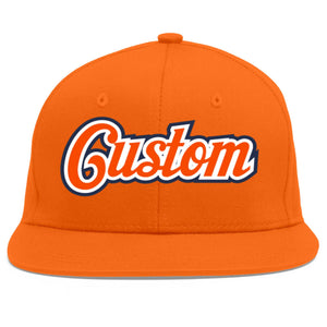 Custom Orange Orange-White Flat Eaves Sport Baseball Cap