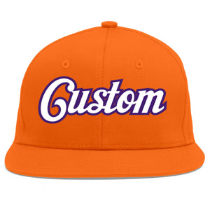 Casquette de baseball sport personnalisée orange blanc-violet Flat Eaves