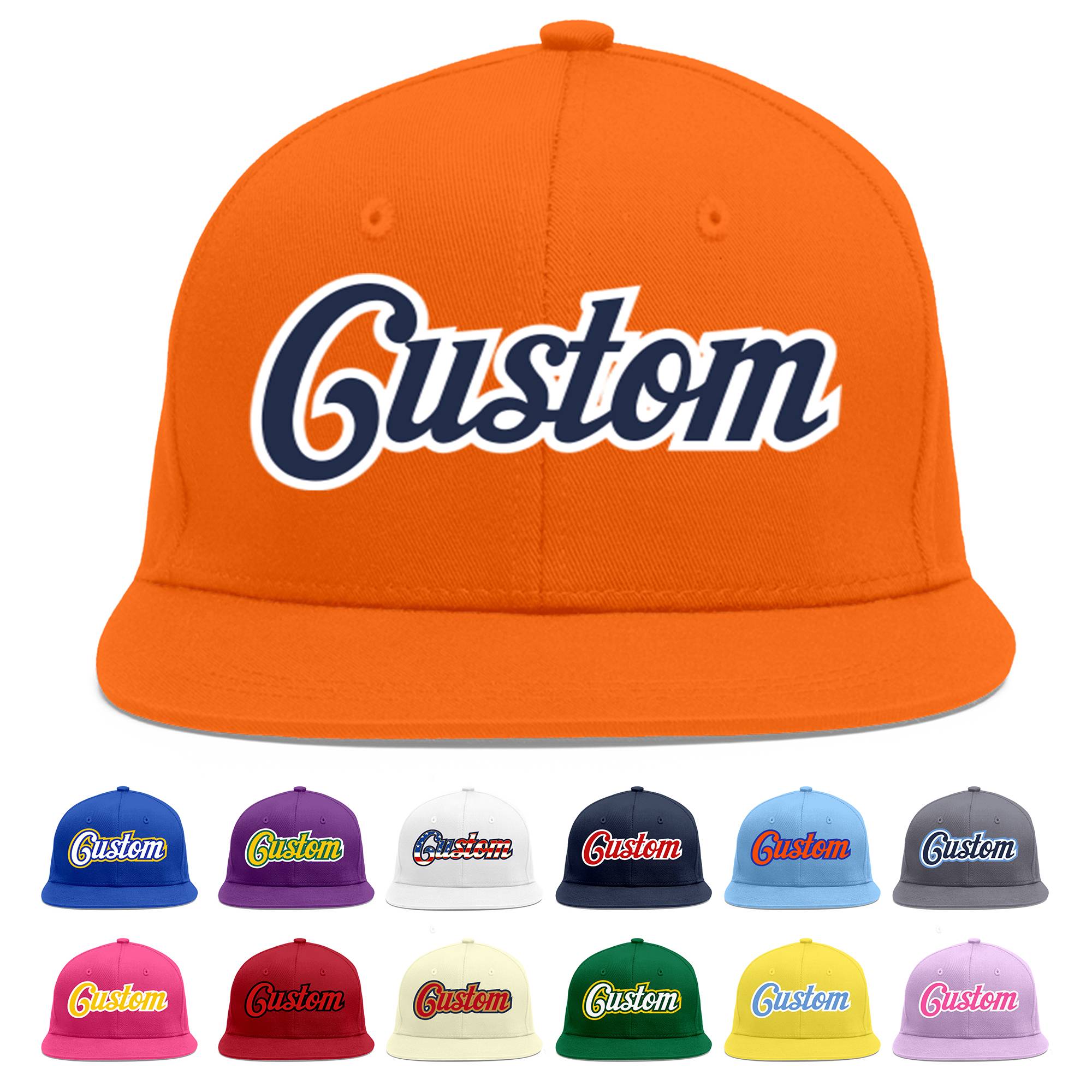 Casquette de baseball sport personnalisée orange marine-blanc