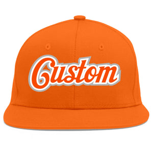 Custom Orange Orange-White Flat Eaves Sport Baseball Cap