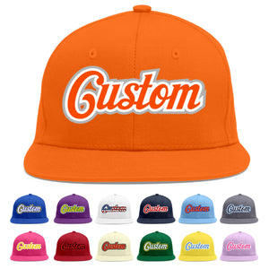 Custom Orange Orange-White Flat Eaves Sport Baseball Cap