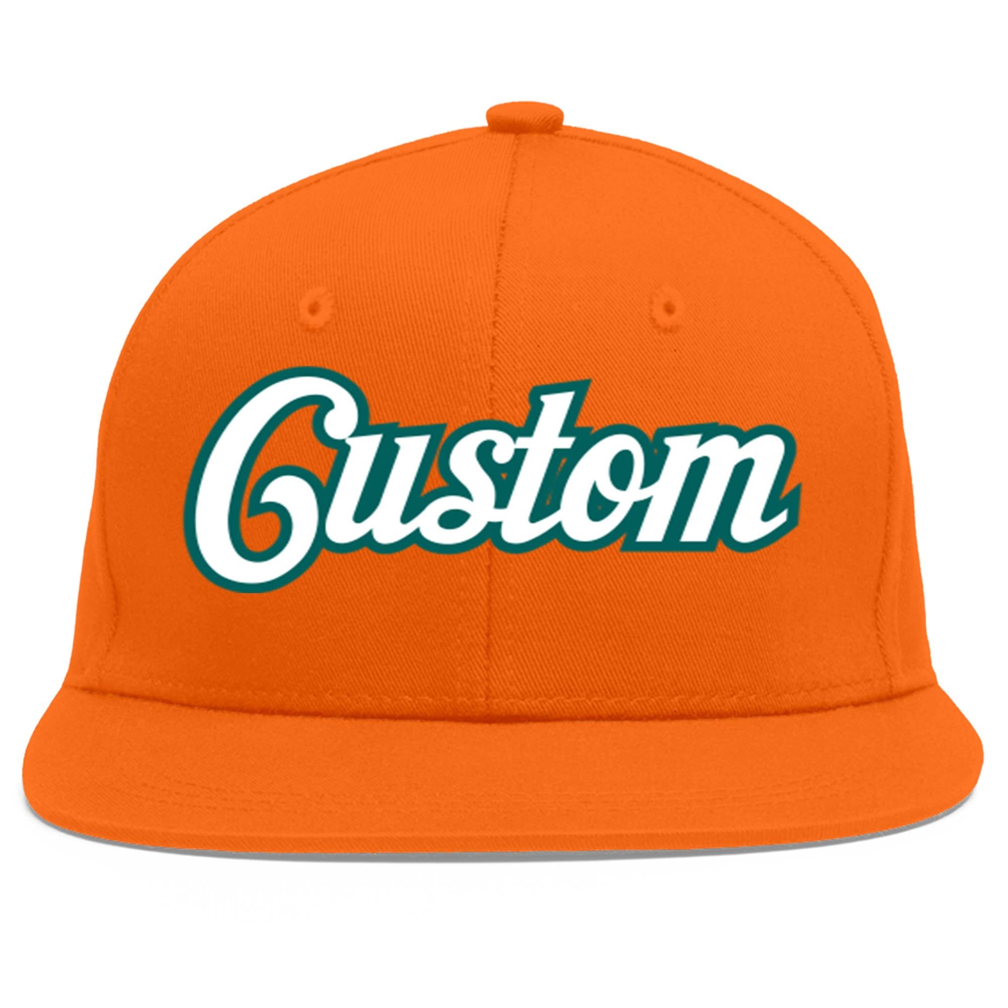 Casquette de baseball sport personnalisée Orange Blanc-Aqua Flat Eaves