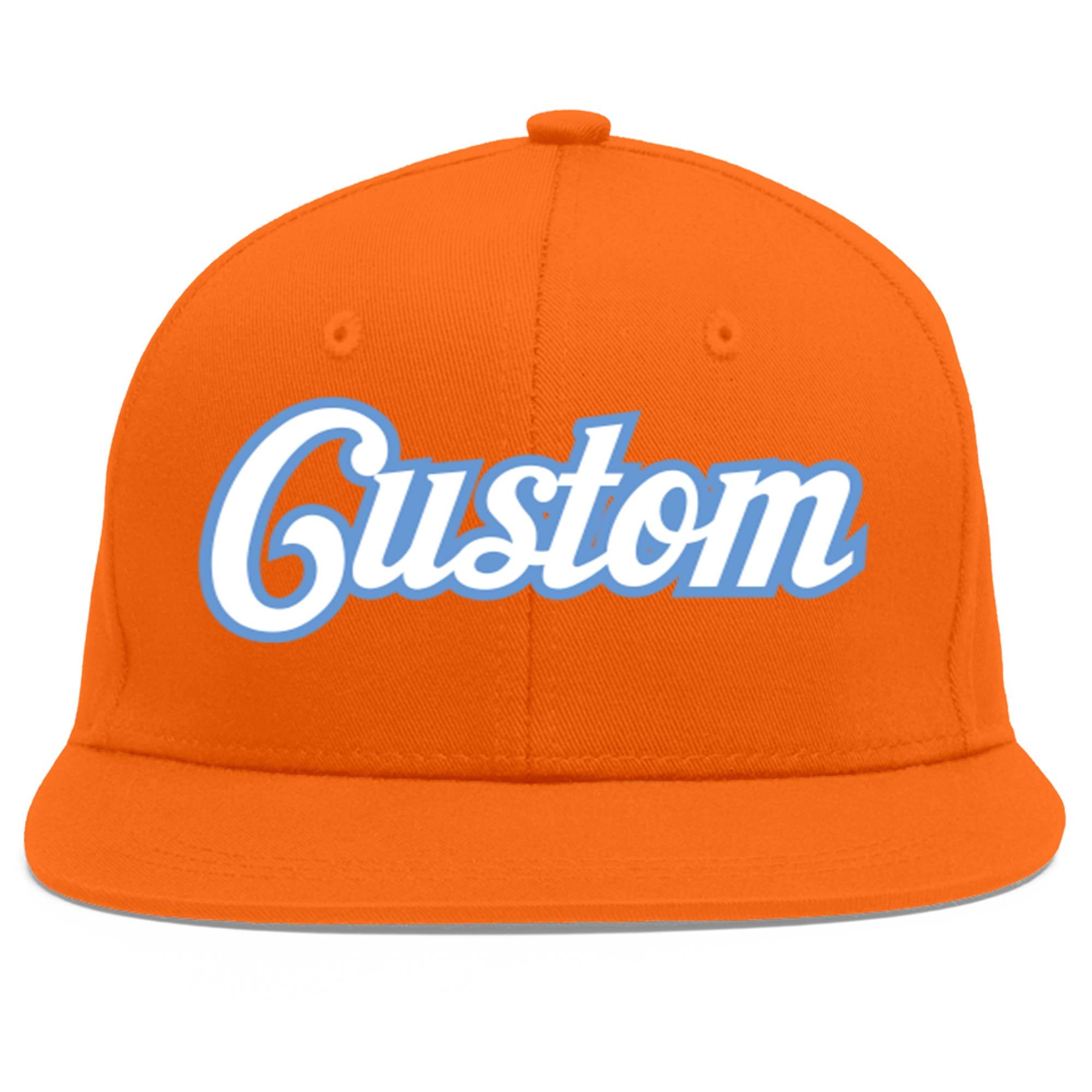 Casquette de baseball sport personnalisée orange blanc-bleu clair