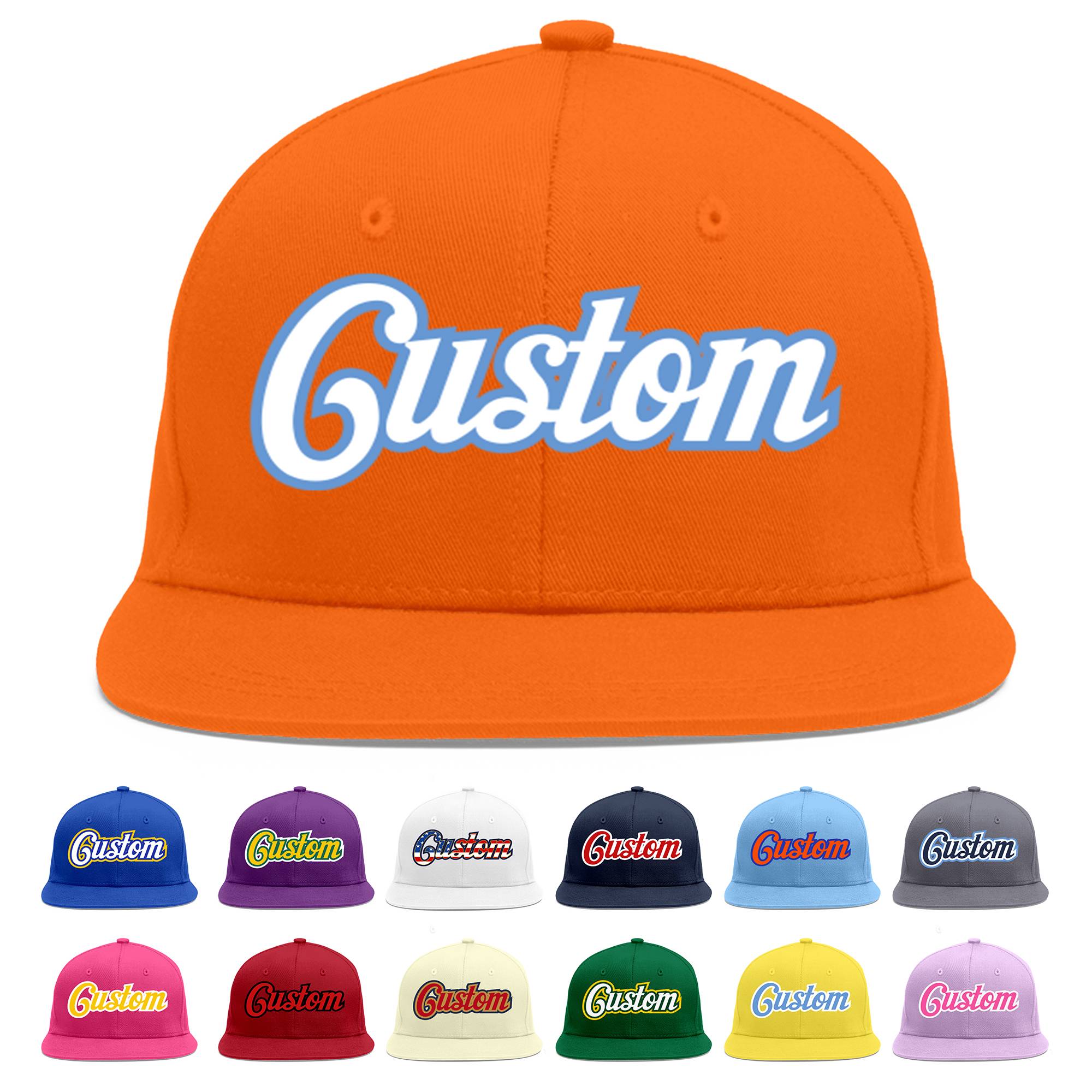 Casquette de baseball sport personnalisée orange blanc-bleu clair