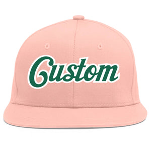 Casquette de baseball personnalisée rose Kelly vert-blanc plat Eaves Sport