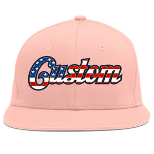 Casquette de baseball de sport rose personnalisée avec drapeau américain vintage et avant-toit plat