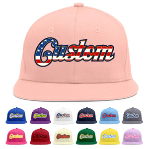 Casquette de baseball de sport rose personnalisée avec drapeau américain vintage et avant-toit plat