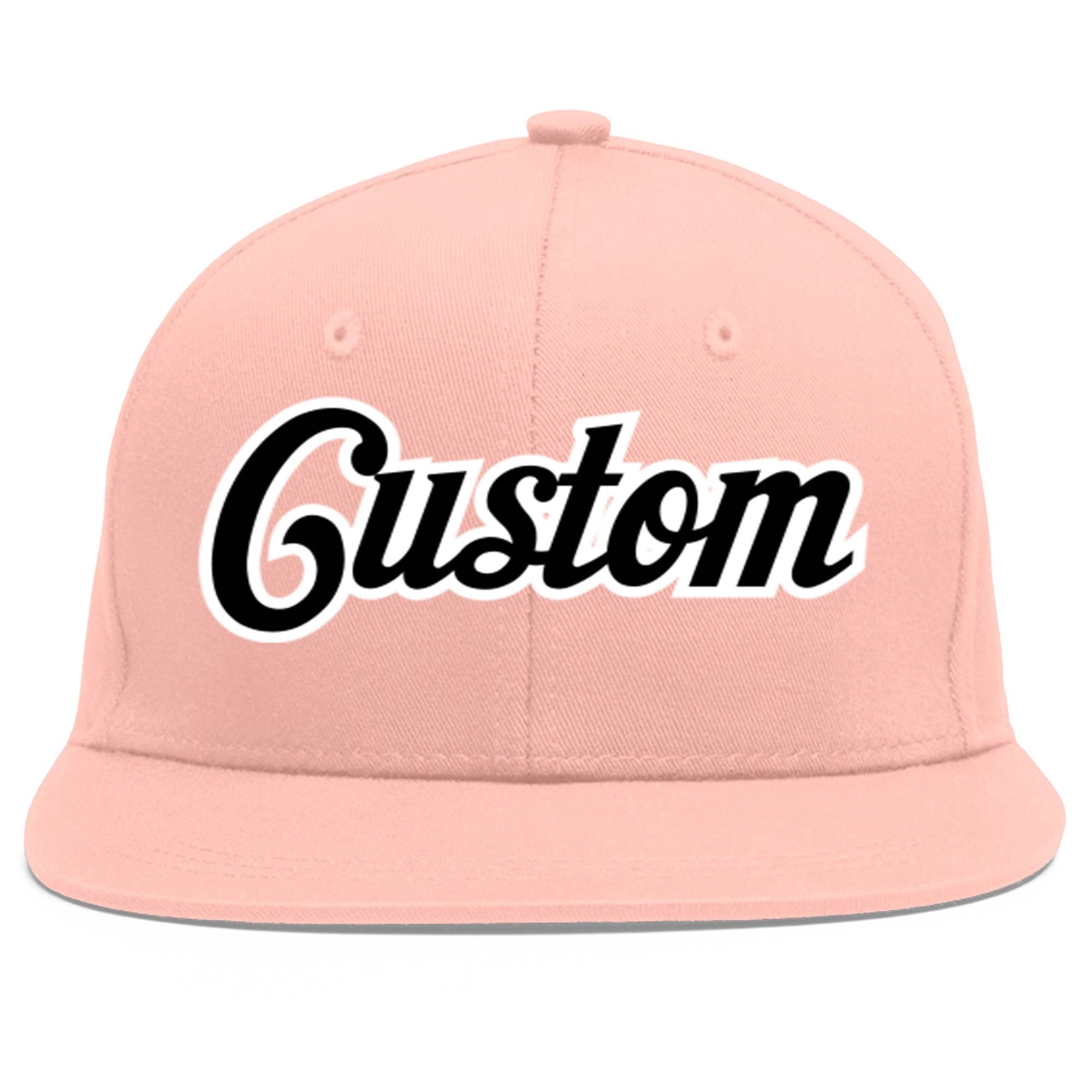 Casquette de baseball sport personnalisée rose noir-blanc Flat Eaves