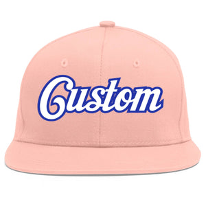 Custom Pink White-Royal Flat Eaves Sport Baseball Cap