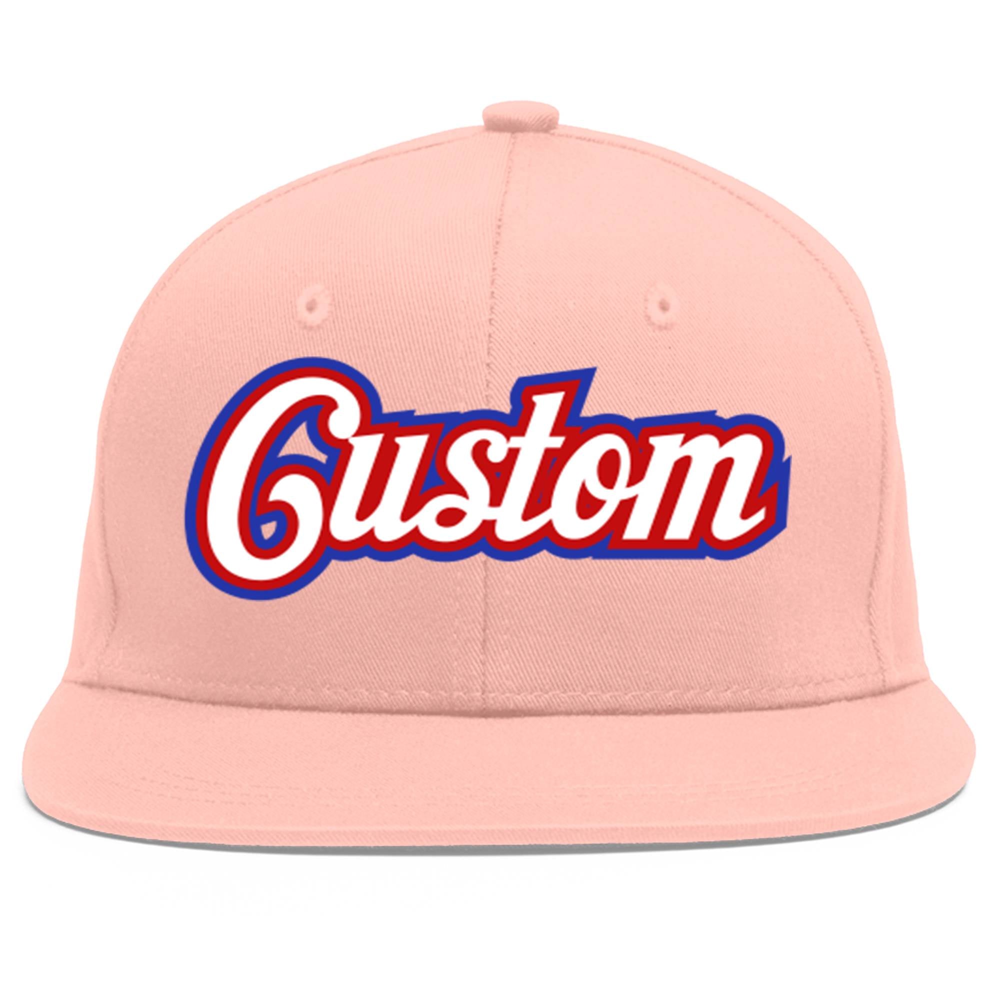 Casquette de baseball sport personnalisée rose blanc-rouge Flat Eaves