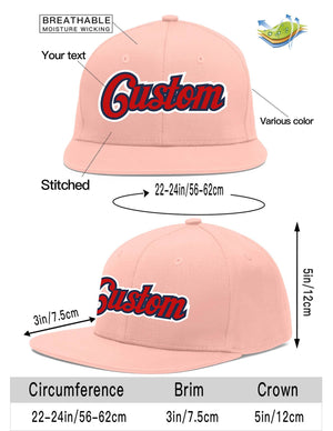 Custom Pink Red-Navy Flat Eaves Sport Baseball Cap