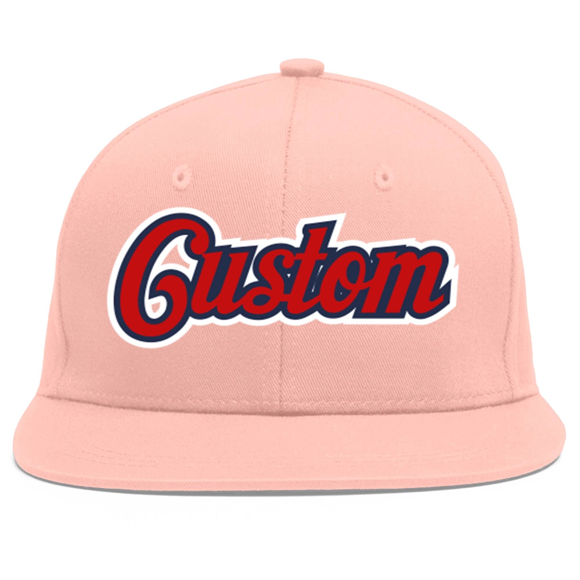 Casquette de baseball sport personnalisée rose rouge-marine Flat Eaves