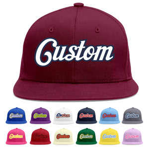 Custom Crimson White-Navy Flat Eaves Sport Baseball Cap