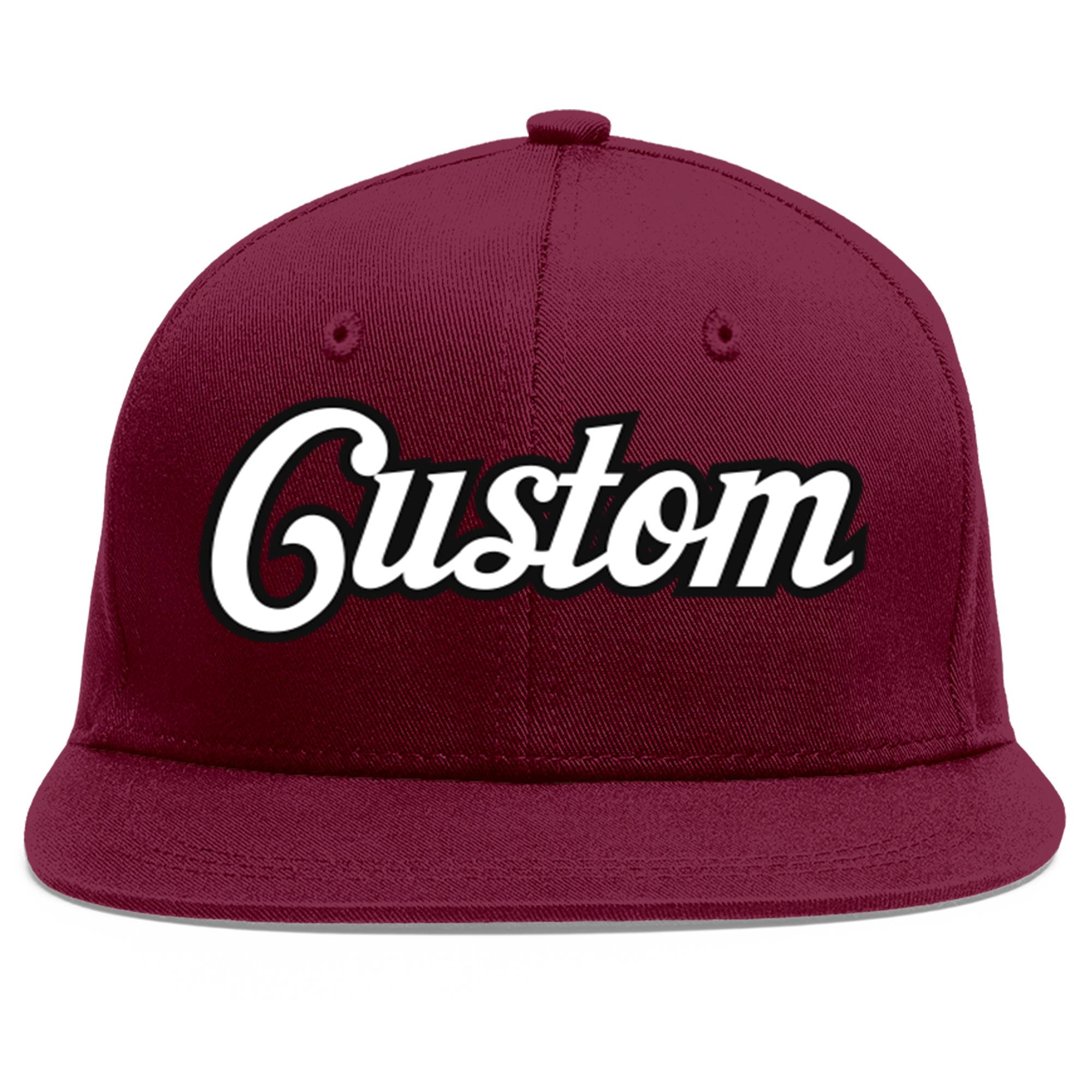 Casquette de baseball personnalisée Crimson White-Black Flat Eaves Sport