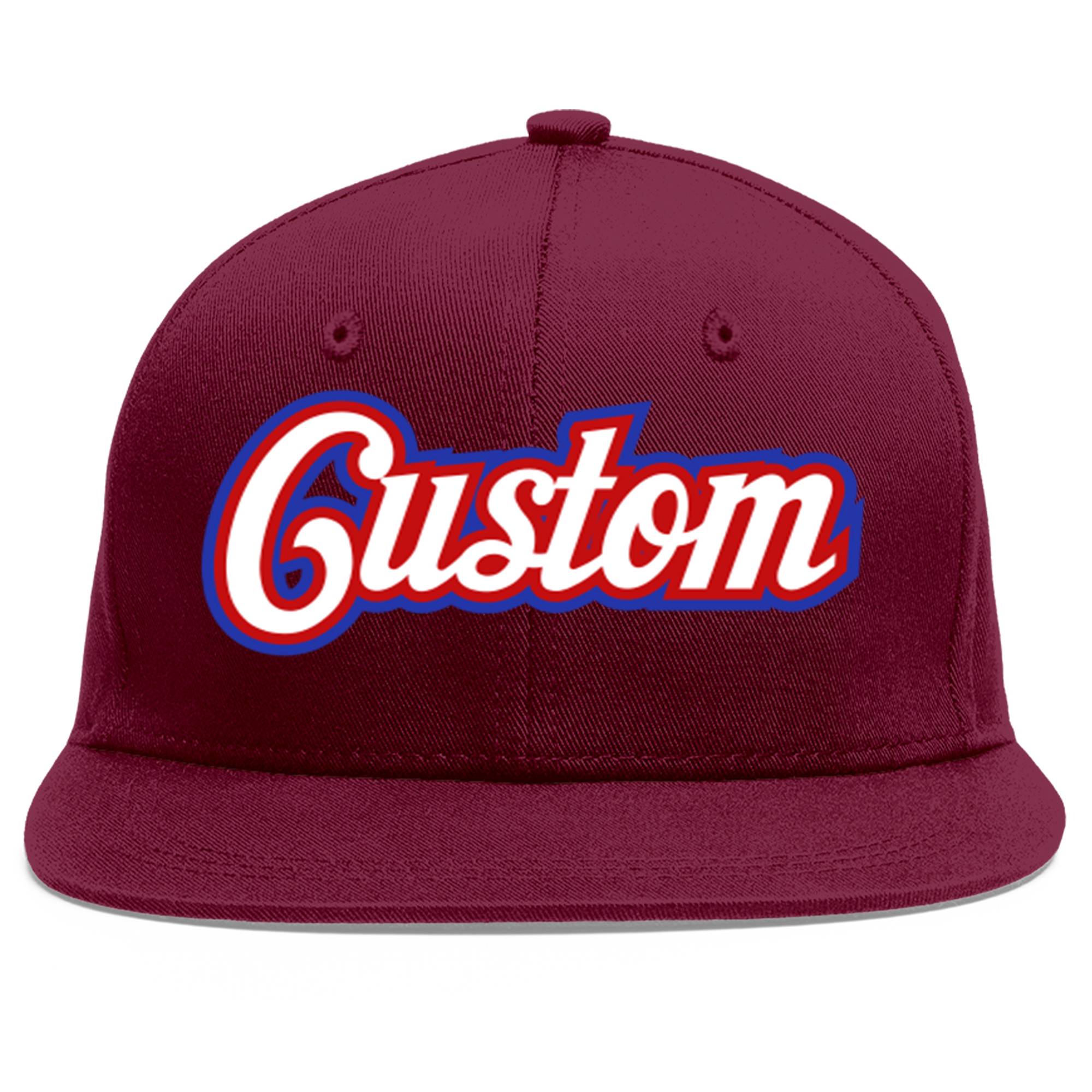 Casquette de baseball sport personnalisée Crimson blanc-rouge Flat Eaves