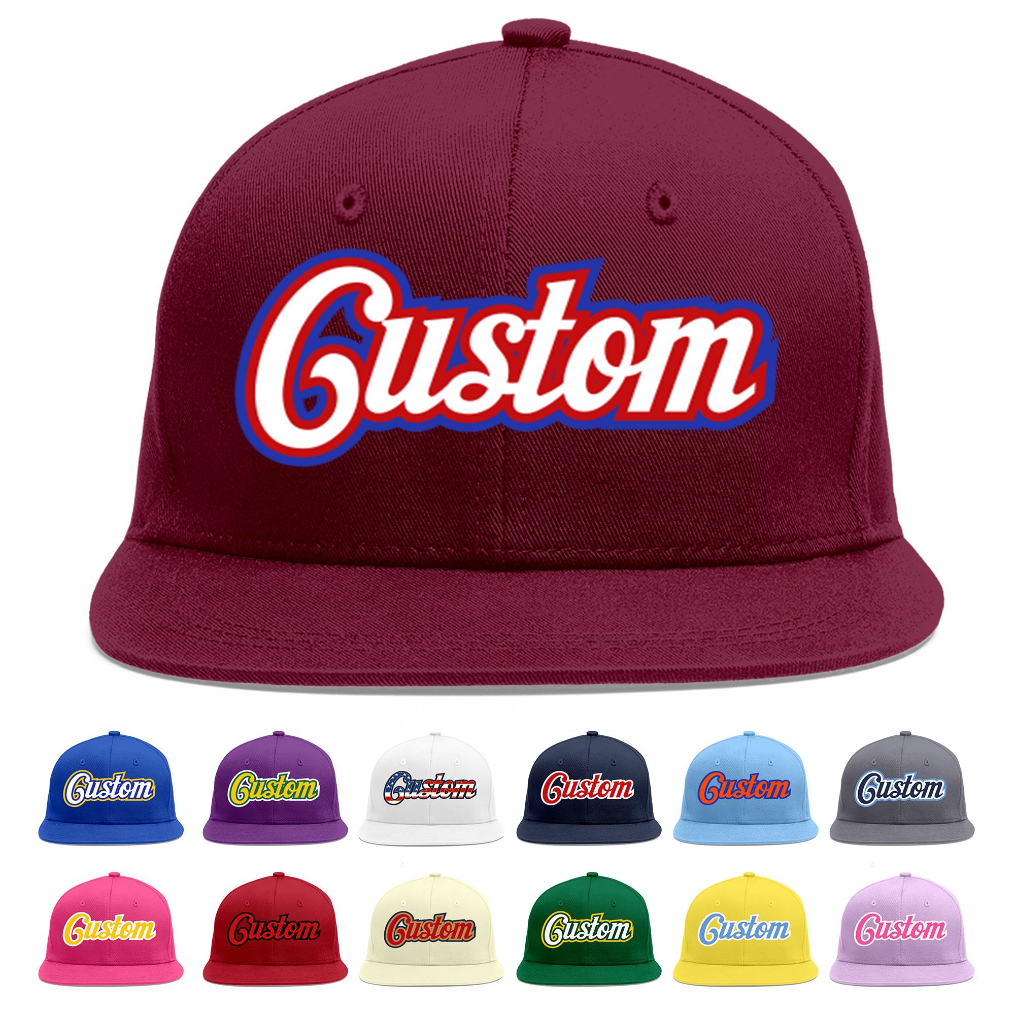 Casquette de baseball sport personnalisée Crimson blanc-rouge Flat Eaves