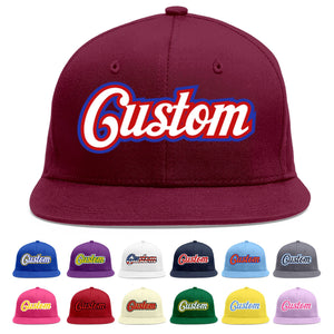 Custom Crimson White-Red Flat Eaves Sport Baseball Cap