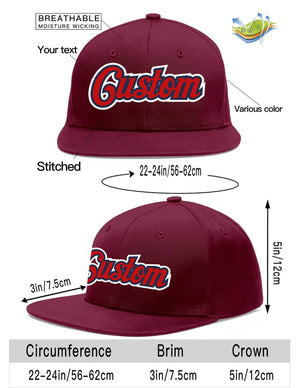 Casquette de baseball sport personnalisée Crimson Red-Navy Flat Eaves