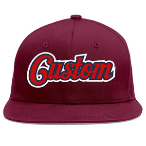 Casquette de baseball sport personnalisée Crimson Red-Navy Flat Eaves