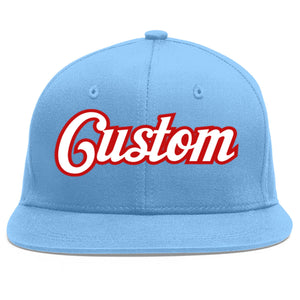 Casquette de baseball sport personnalisée bleu clair blanc-rouge