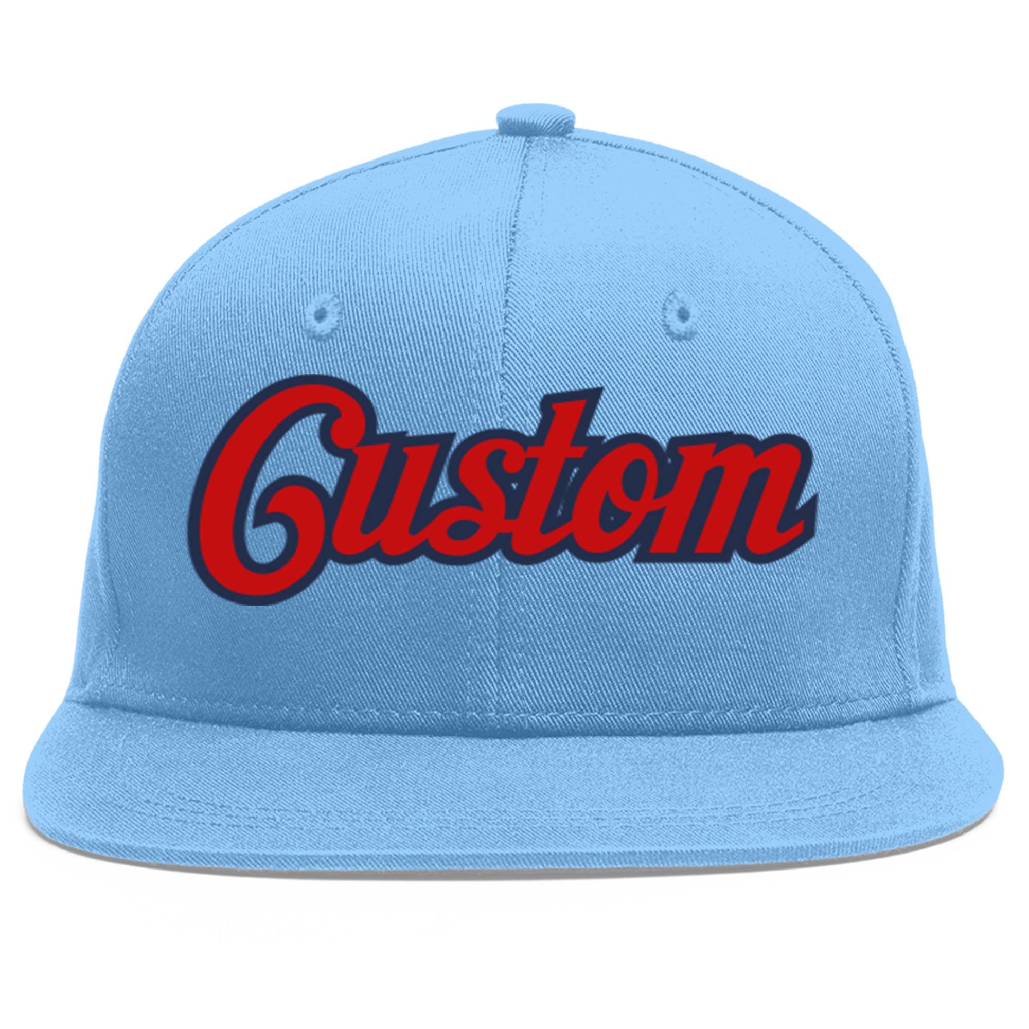 Casquette de baseball sport personnalisée bleu clair rouge-marine Flat Eaves