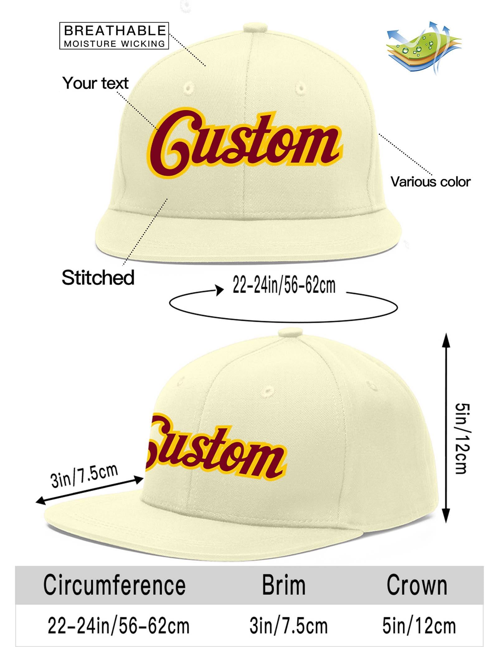 Custom Cream Crimson-Gold Flat Eaves Sport Baseball Cap