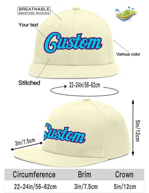 Custom Cream Light Blue-purple Flat Eaves Sport Baseball Cap