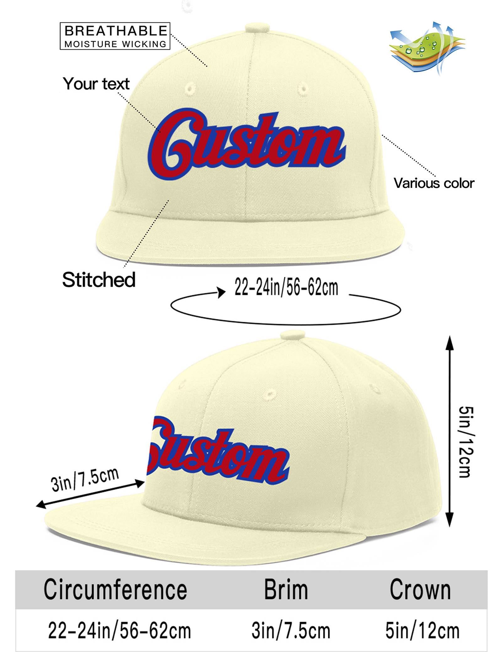 Custom Cream Red-Royal Flat Eaves Sport Baseball Cap