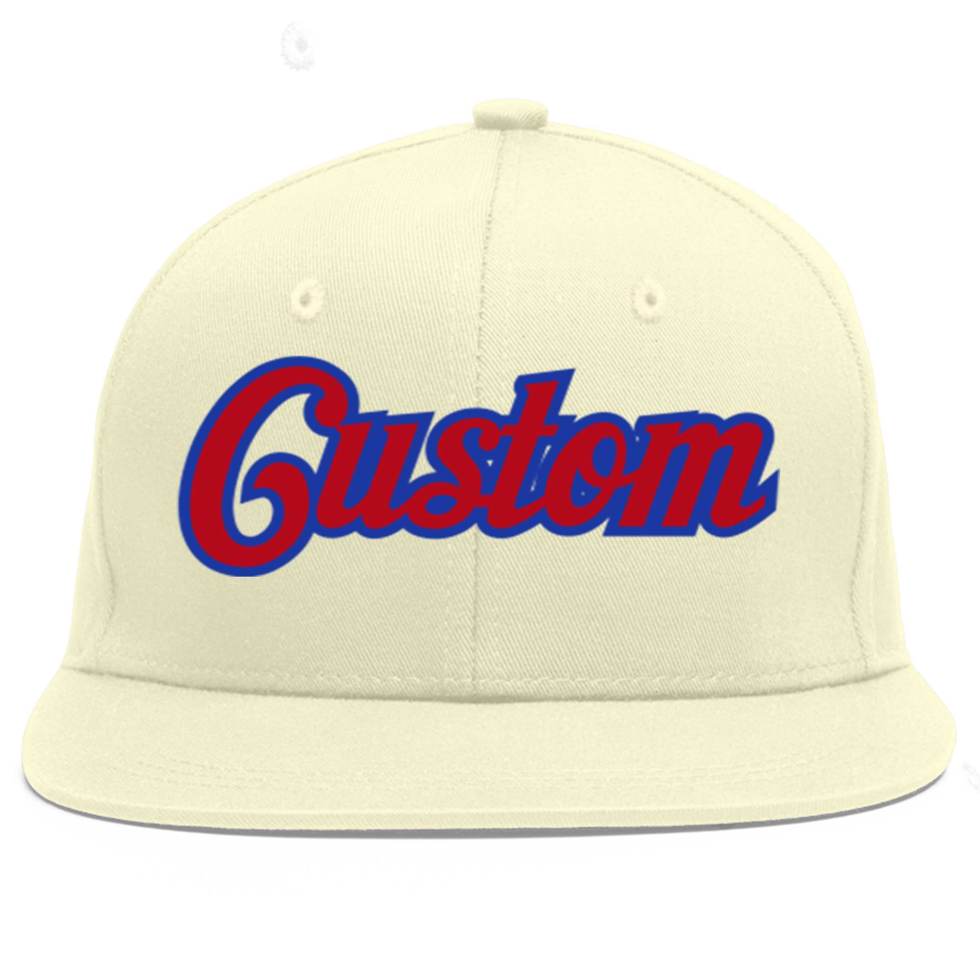 Custom Cream Red-Royal Flat Eaves Sport Baseball Cap