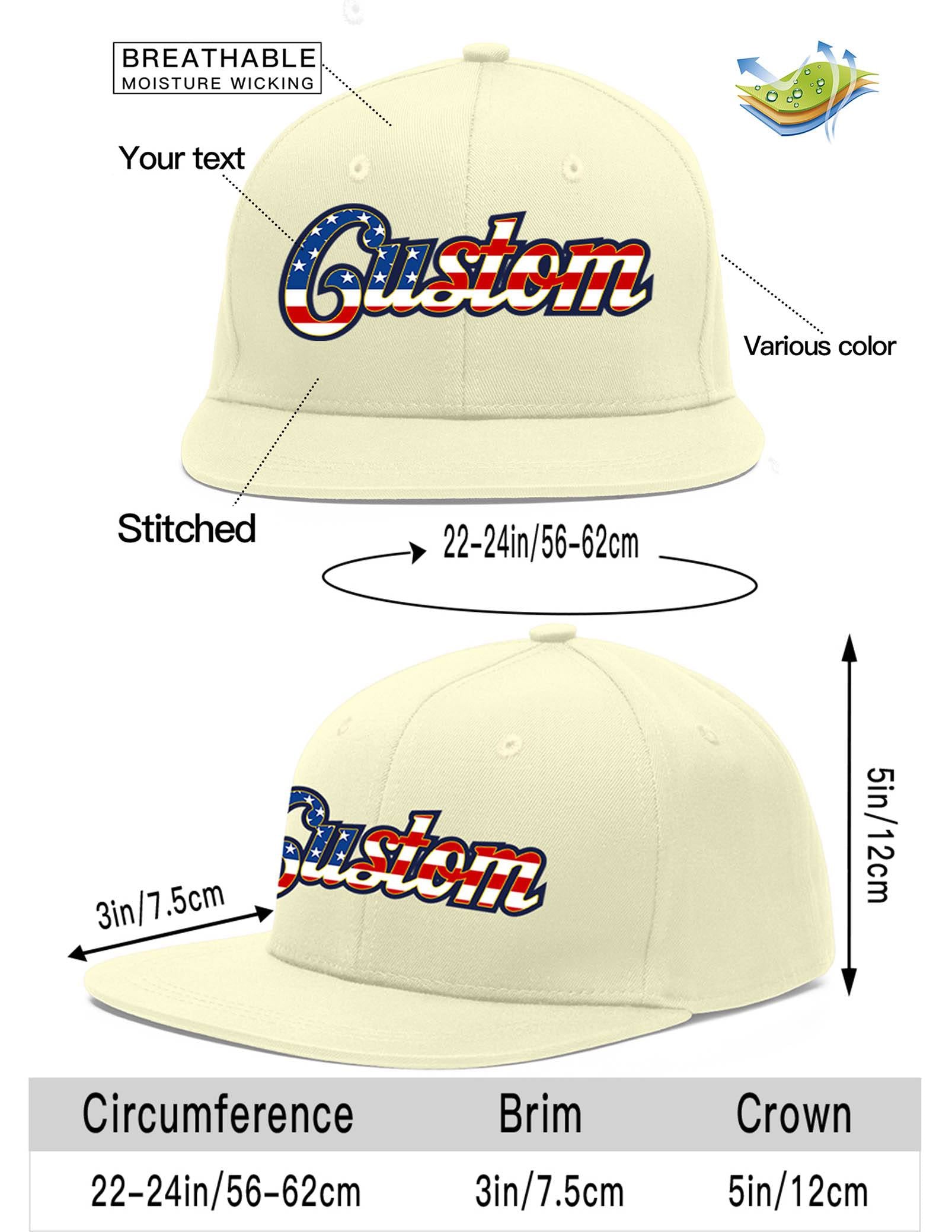 Custom Cream Vintage USA Flag-Gold Flat Eaves Sport Baseball Cap