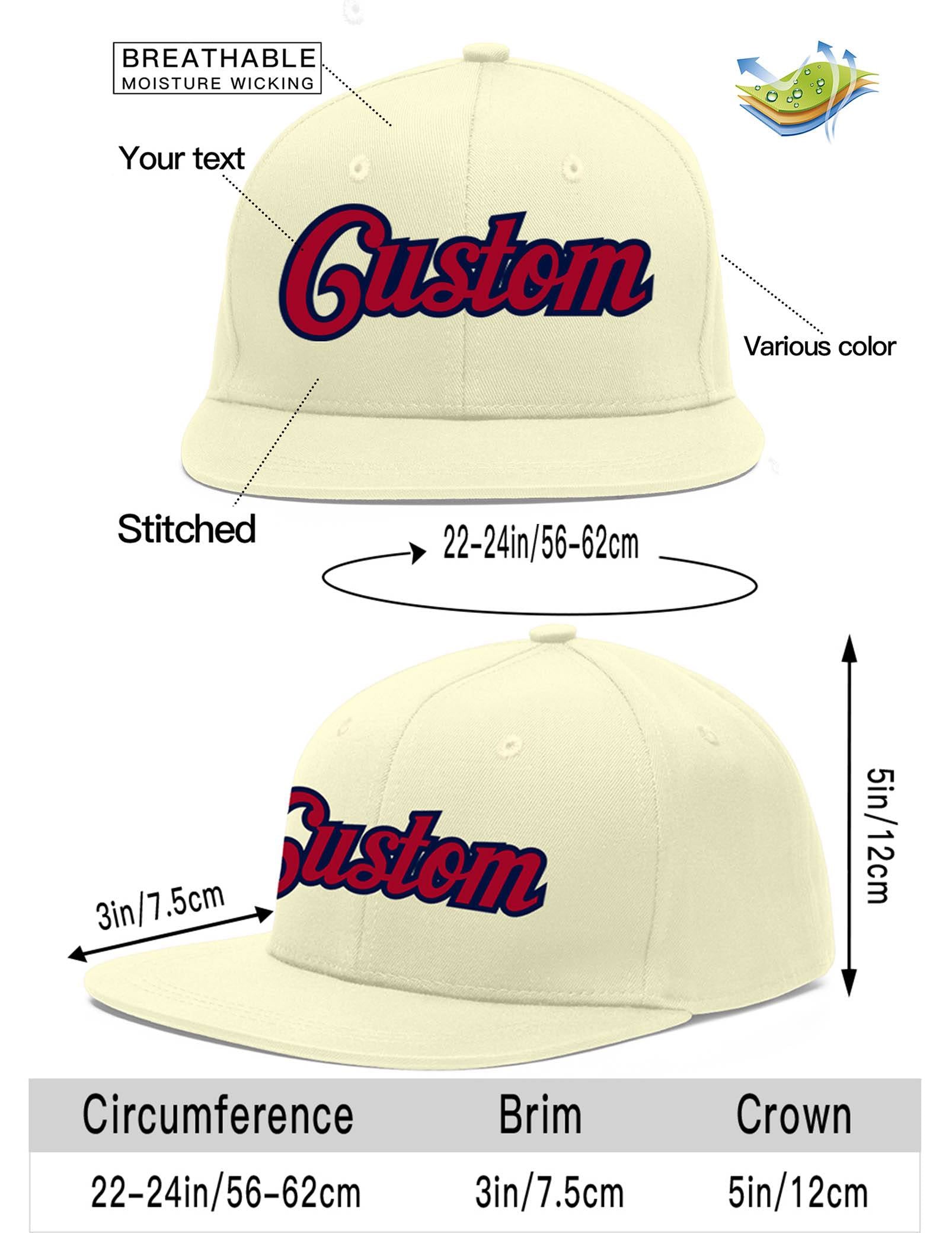 Custom Cream Red-Navy Flat Eaves Sport Baseball Cap