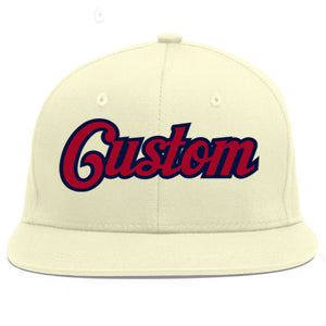 Casquette de baseball sport personnalisée crème rouge-marine Flat Eaves