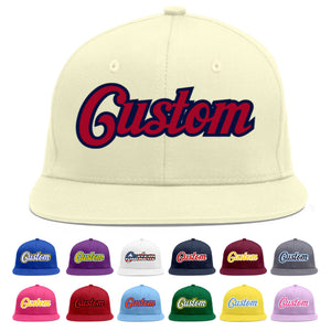 Casquette de baseball sport personnalisée crème rouge-marine Flat Eaves