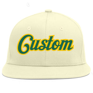 Casquette de baseball personnalisée Kelly Green-Gold Flat Eaves Sport