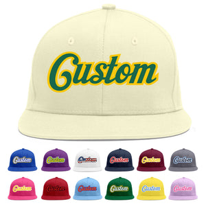 Casquette de baseball personnalisée Kelly Green-Gold Flat Eaves Sport