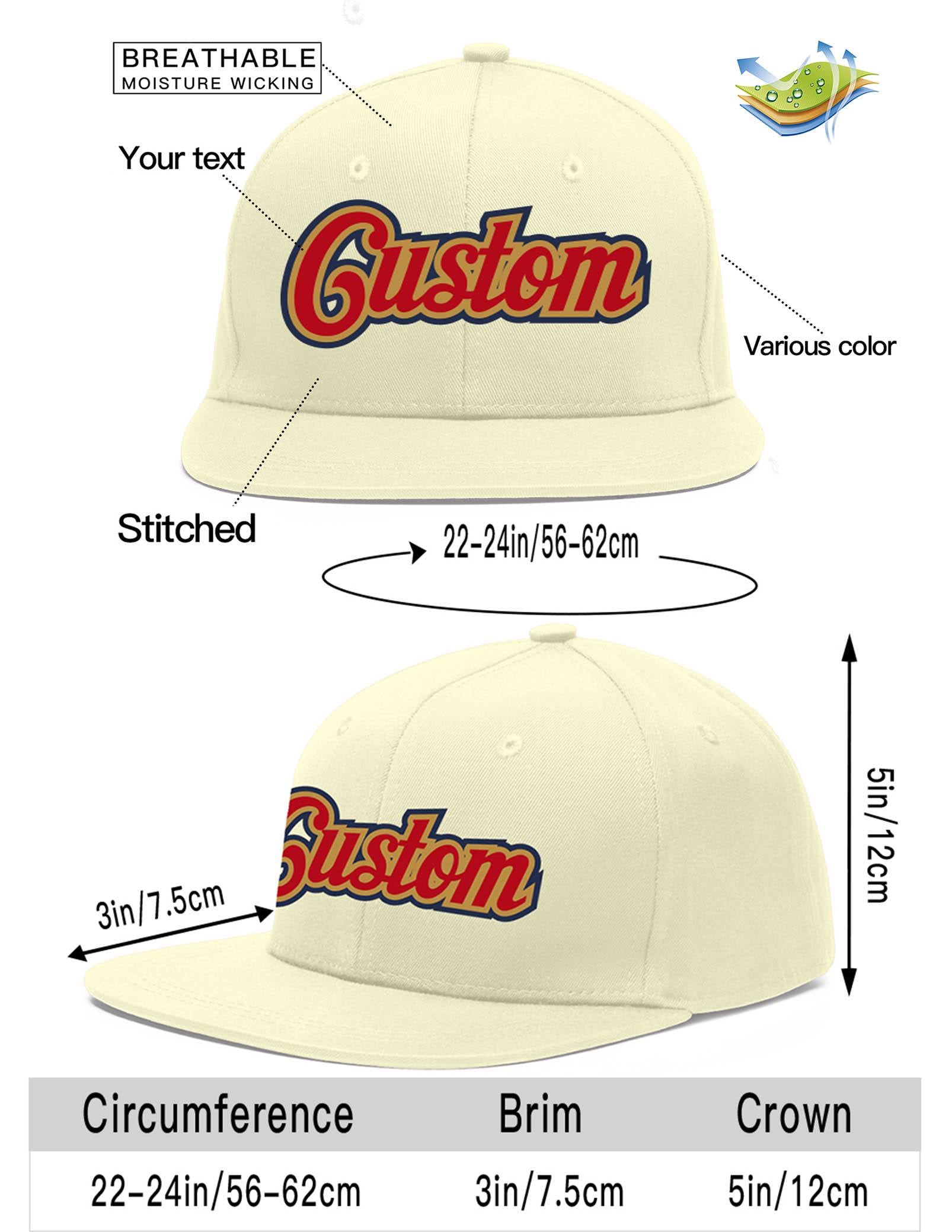 Custom Cream Red-Old Gold Flat Eaves Sport Baseball Cap