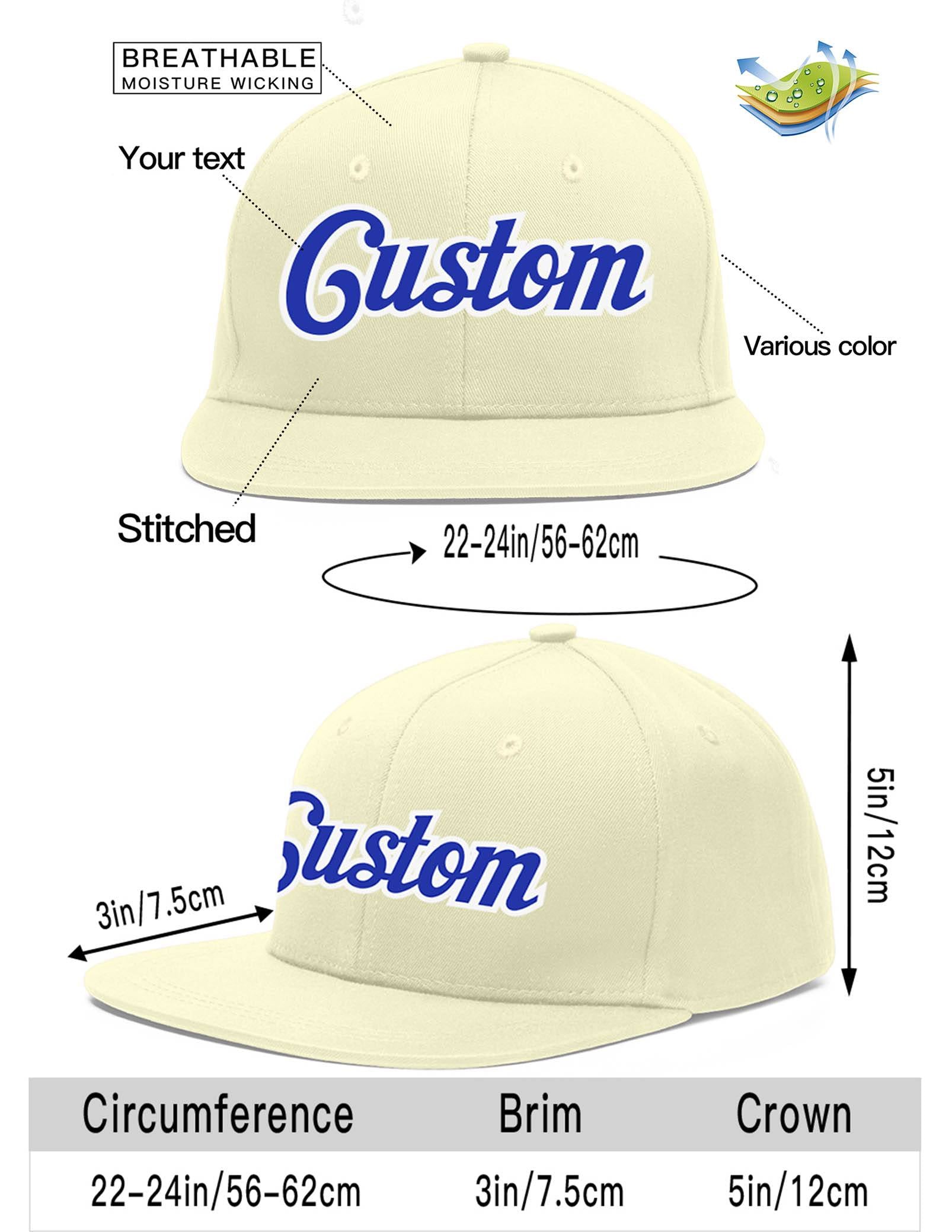 Custom Cream Royal-White Flat Eaves Sport Baseball Cap