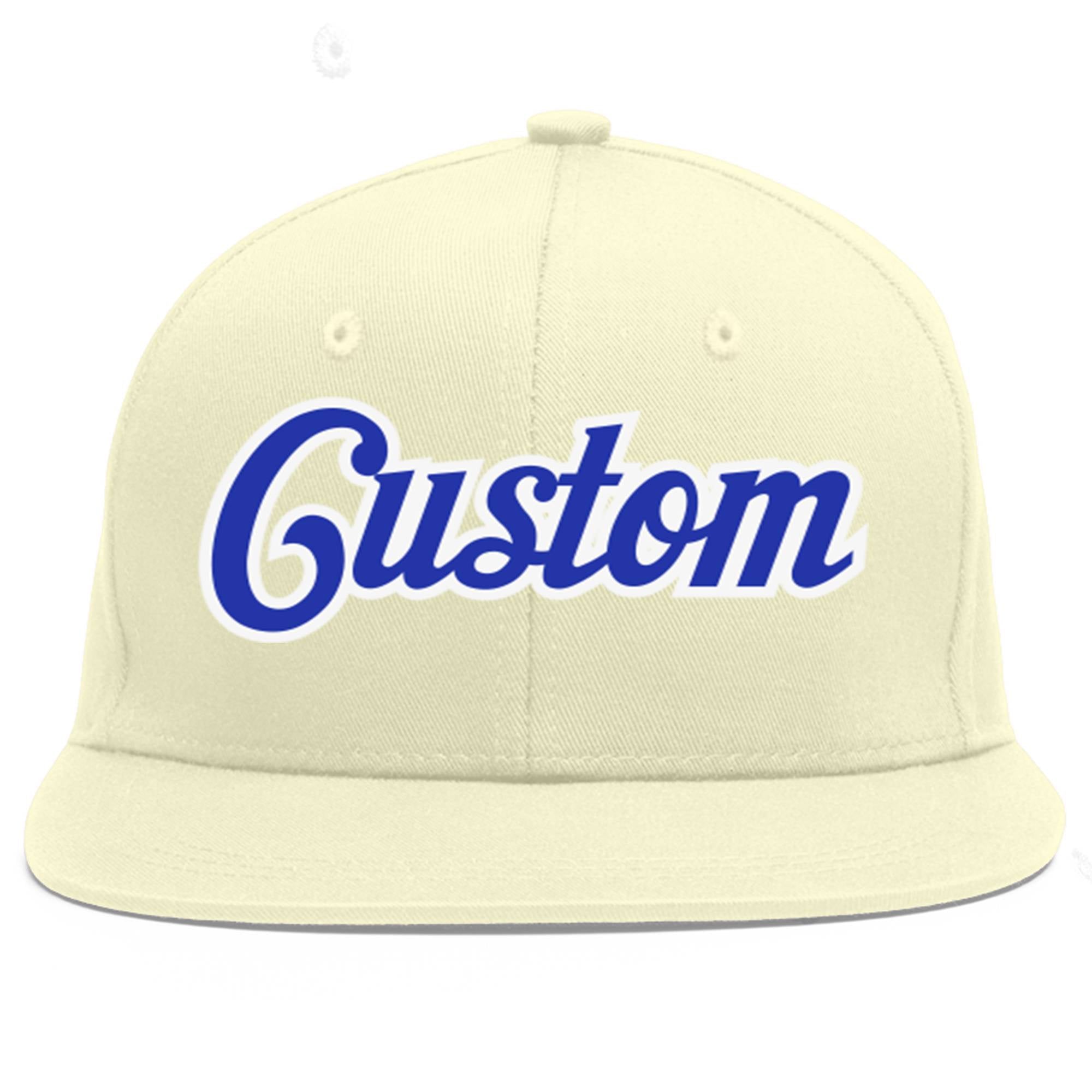 Casquette de baseball sport personnalisée crème Royal-White Flat Eaves