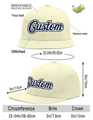 Custom Cream Navy-White Flat Eaves Sport Baseball Cap