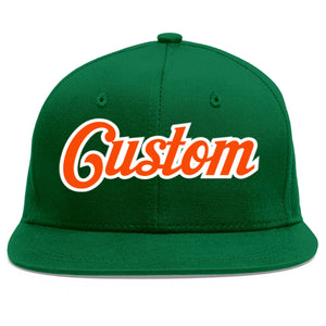 Casquette de baseball sport personnalisée vert orange-blanc avec avant-toit plat