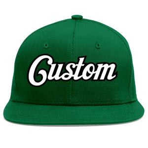 Casquette de baseball sport personnalisée vert blanc-noir Flat Eaves