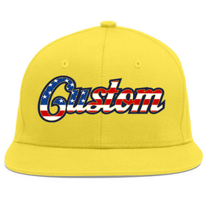 Custom Light Gold Vintage USA Flag-Gold Flat Eaves Sport Baseball Cap