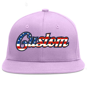 Casquette de baseball personnalisée avec drapeau américain, violet clair, vintage, or, avant-toit plat, sport