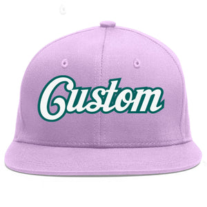 Custom Light Purple White-Aqua Flat Eaves Sport Baseball Cap